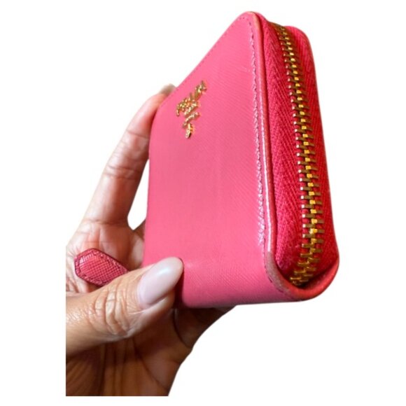Authentic Prada Saffiano Leather Zip Coin Wallet | Pink - Picture 4 of 7